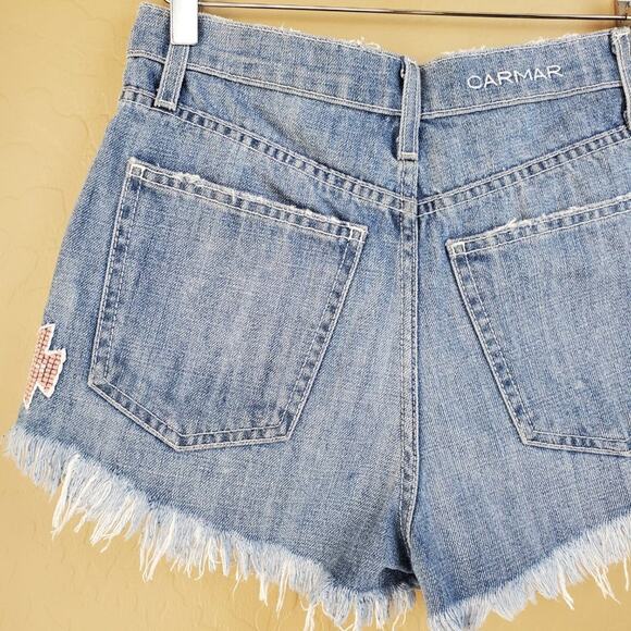 Carmar High Rise Distressed Cutoff Tribal Shorts - Picture 6 of 9